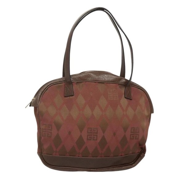 GIVENCHY Hand Bag Canvas Brown Gold Auth - Picture 1 of 16